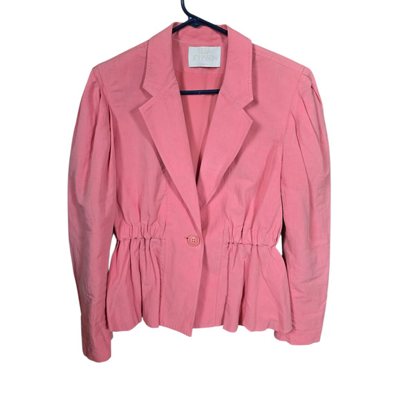 Ulla Johnson Marras Cinched Waist Peplum Jacket Pink Dahlia Size Medium - Picture 2 of 6